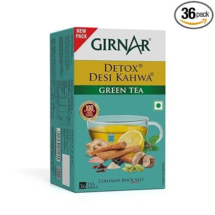 Girnar Food & Beverages Pvt. Ltd. Detox Green Tea - Desi Kahwa (36 Tea Bags) 90 gm